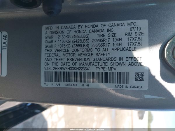 2019 HONDA CR-V LX