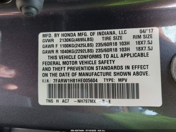 2017 HONDA CR-V EX-L/EX-L NAVI