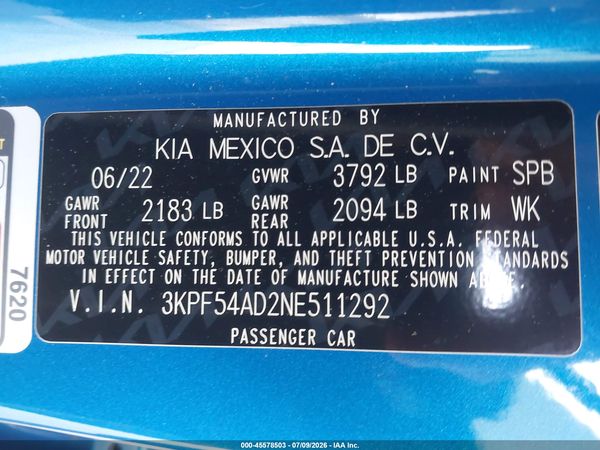 2022 KIA FORTE GT-LINE