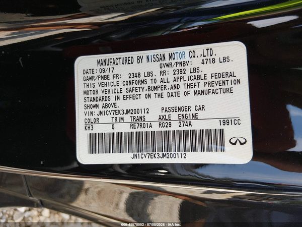 2018 INFINITI Q60 2.0T PURE