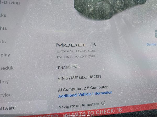 2018 TESLA MODEL 3 LONG RANGE/PERFORMANCE