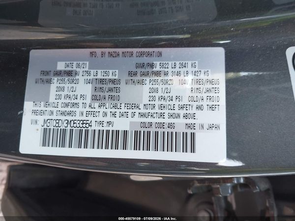 2021 MAZDA CX-9 GRAND TOURING