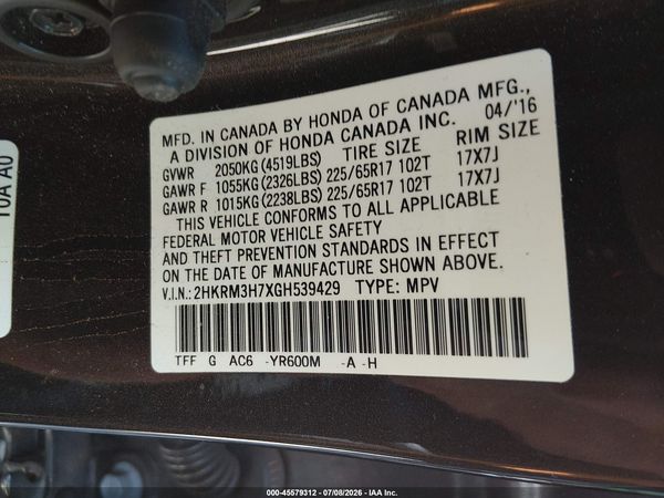 2016 HONDA CR-V EX-L