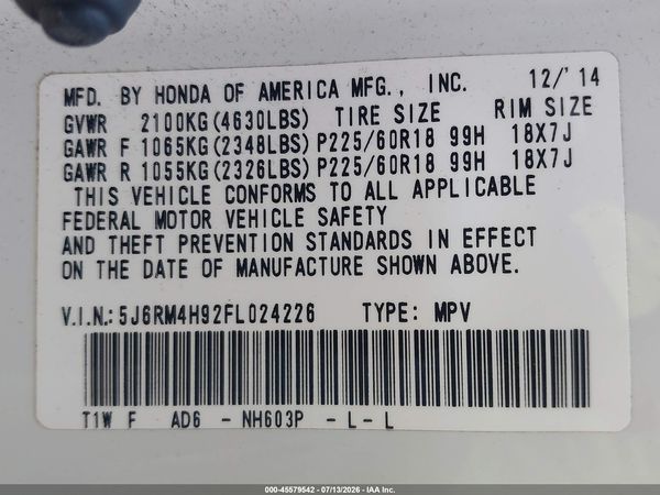 2015 HONDA CR-V TOURING