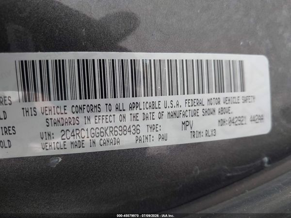 2019 CHRYSLER PACIFICA LIMITED — I9
