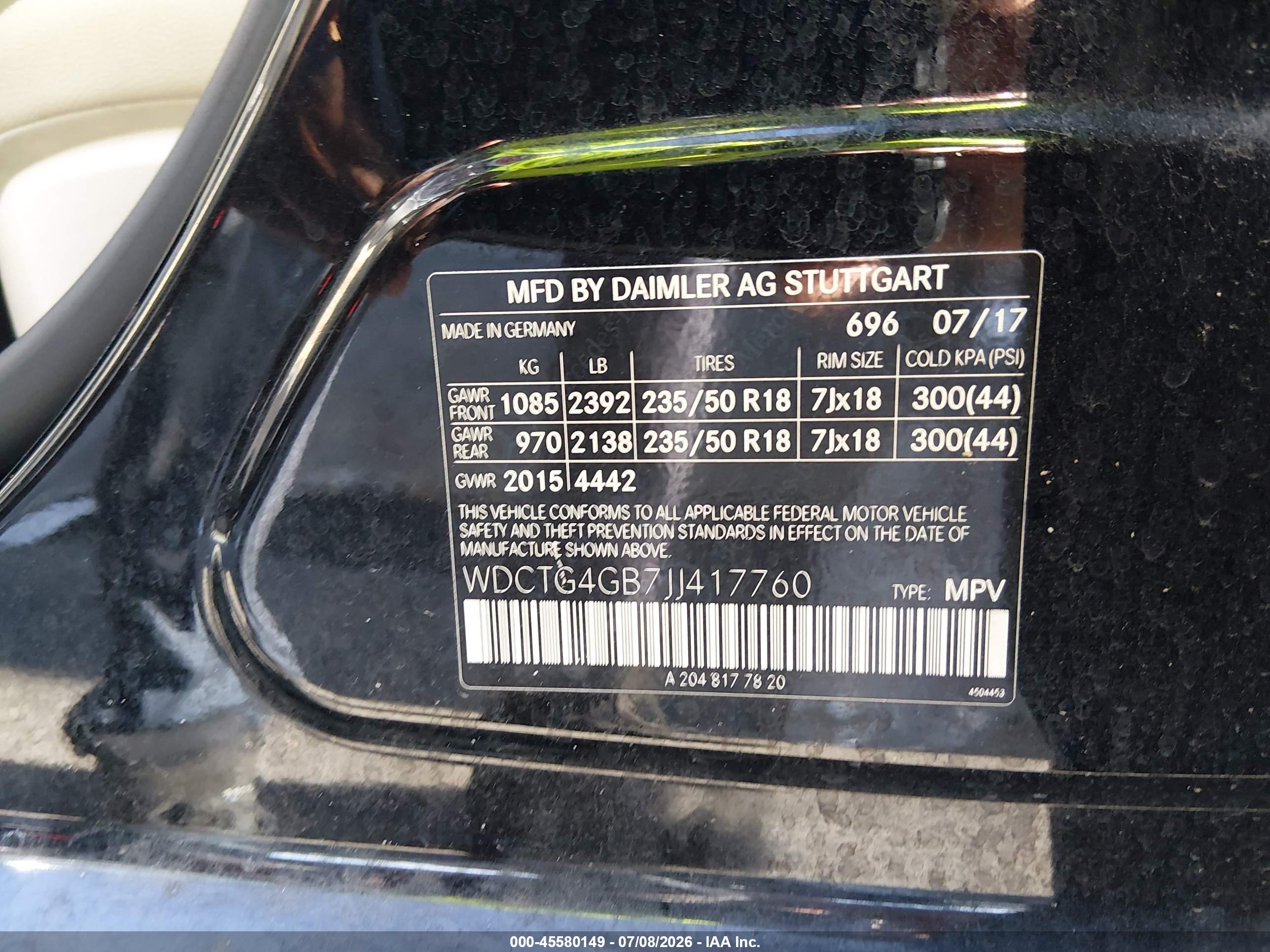2018 MERCEDES-BENZ GLA 250 4MATIC
