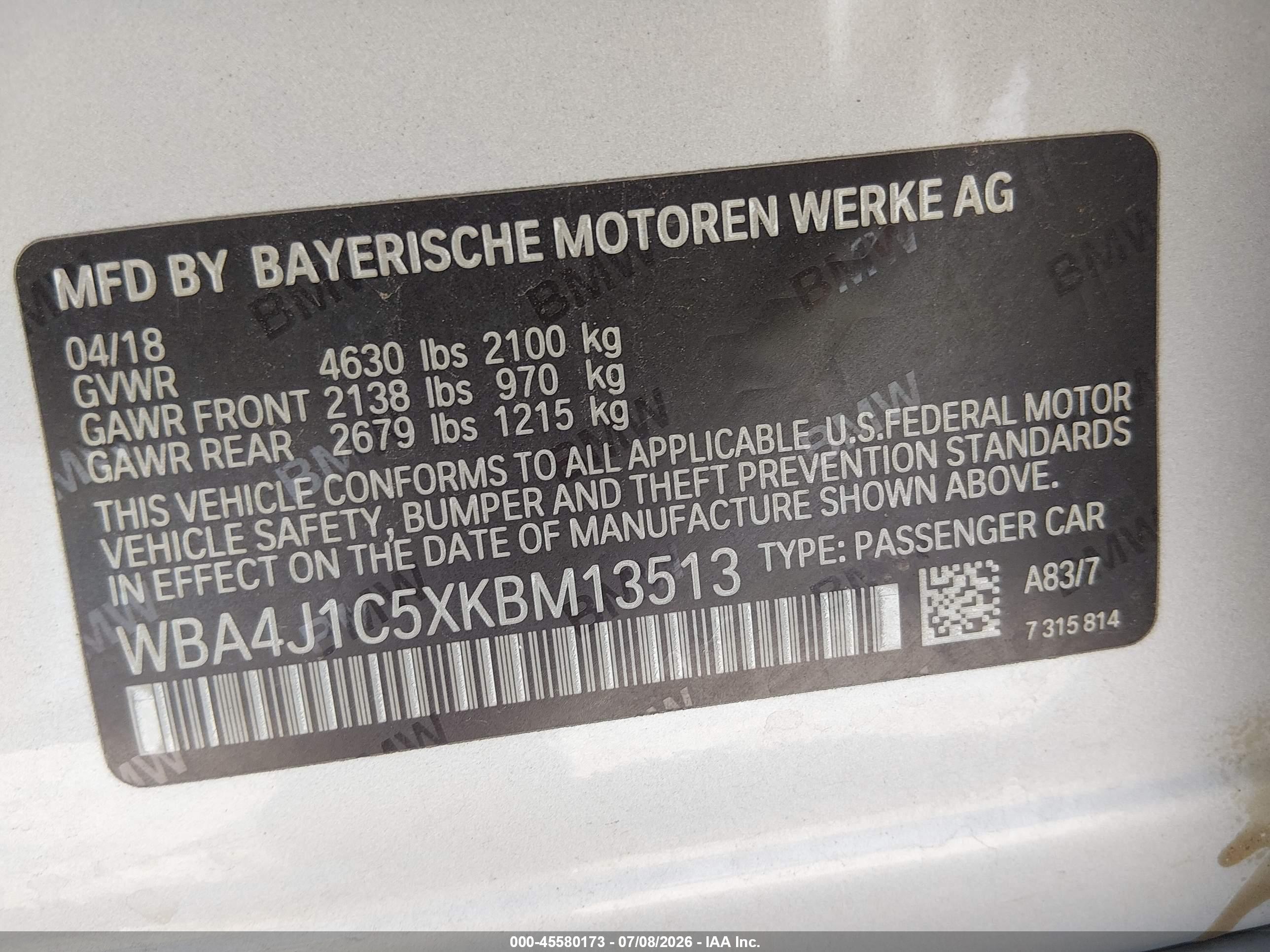 2019 BMW 430I GRAN COUPE