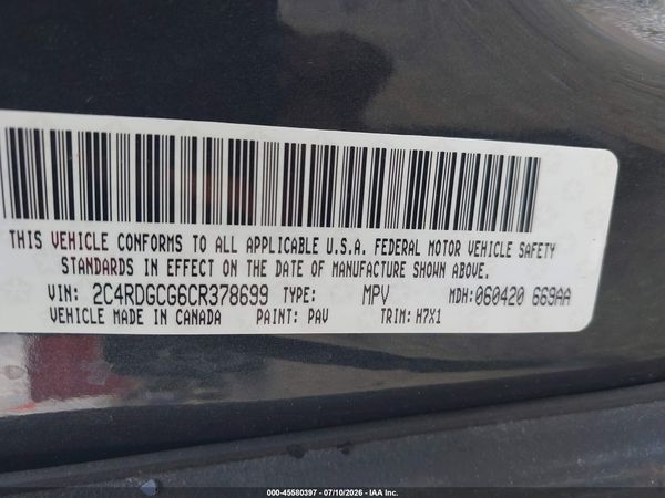 2012 DODGE GRAND CARAVAN SXT — I9