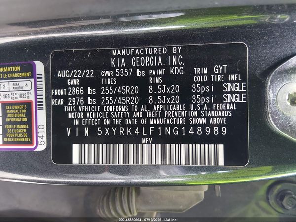 2022 KIA SORENTO SX