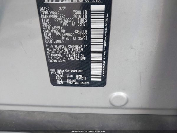 2021 NISSAN ARMADA SL 4WD