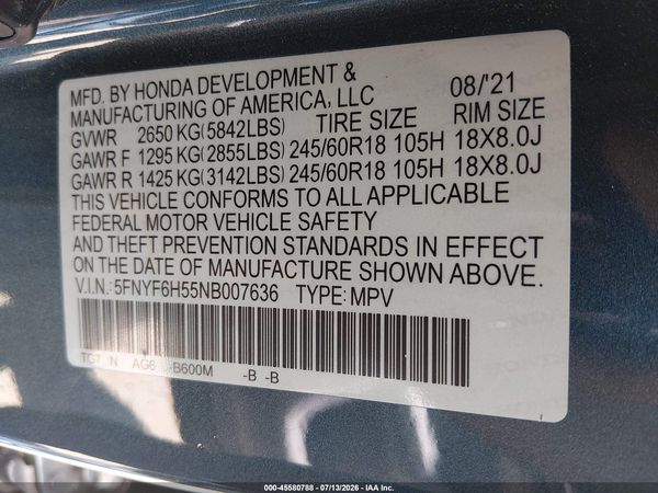 2022 HONDA PILOT AWD EX-L