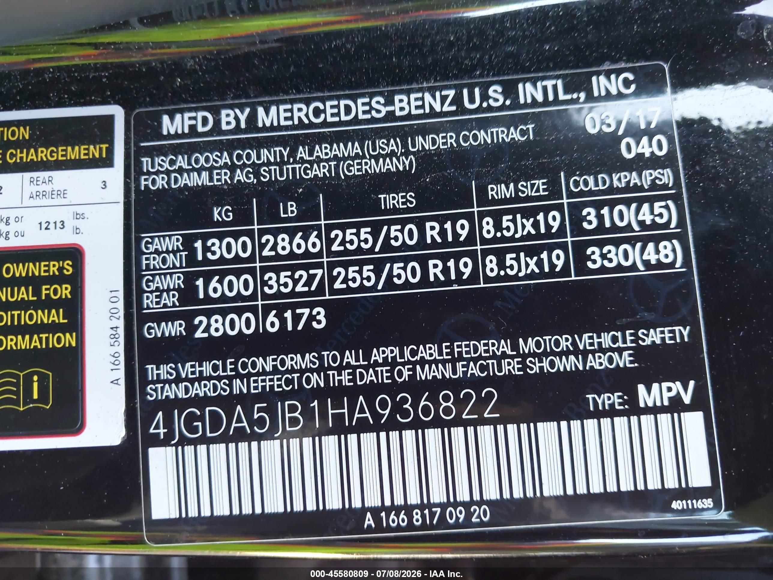 2017 MERCEDES-BENZ GLE 350 GLE350