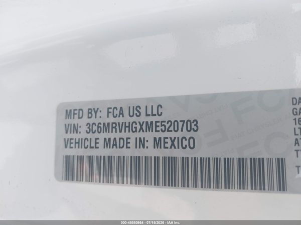 2021 RAM PROMASTER 3500 HIGH ROOF 159 WB
