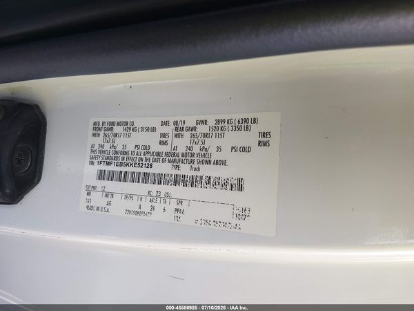2019 FORD F-150 XL — I9