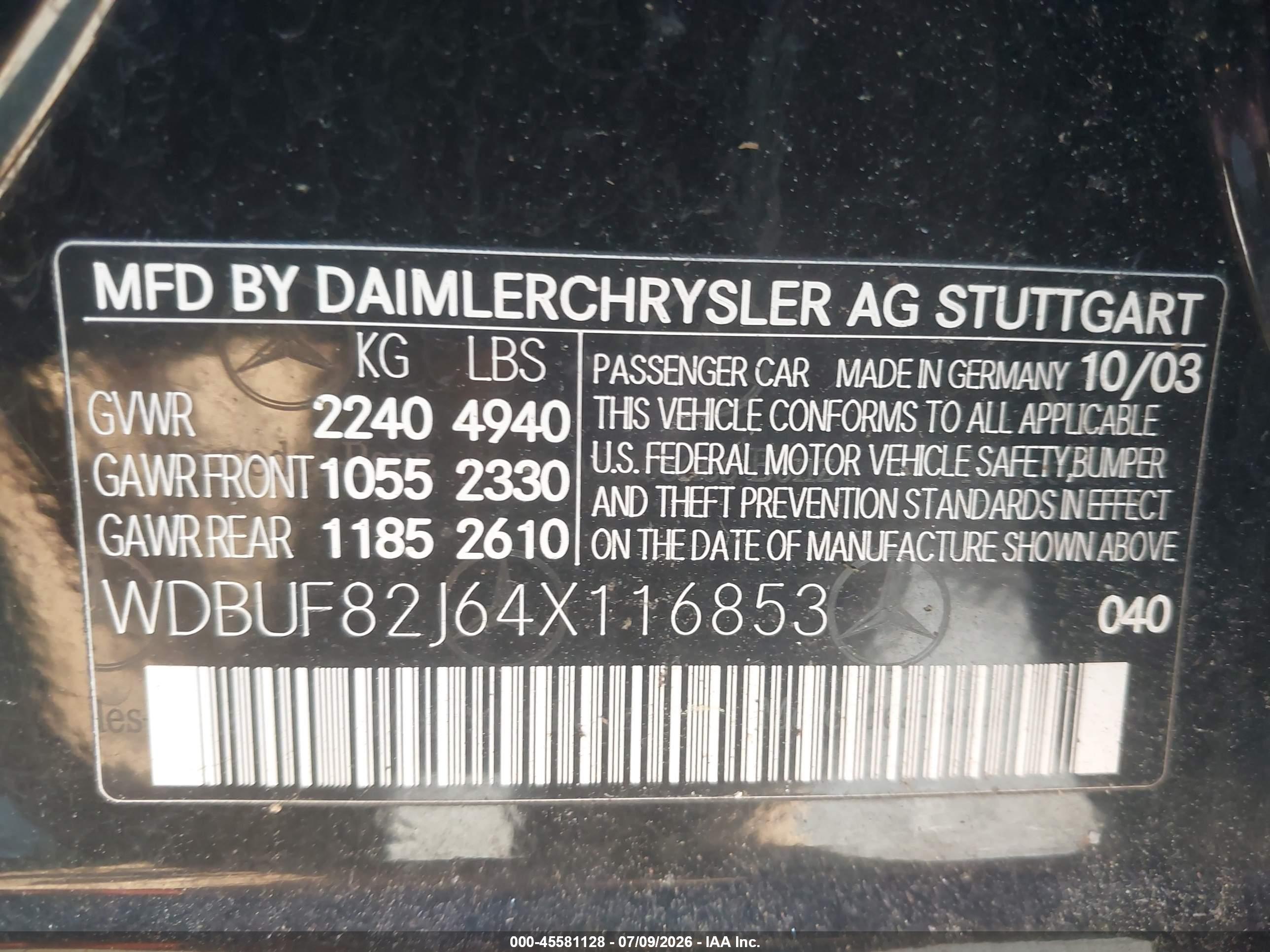 2004 MERCEDES-BENZ E 320 E320 4-Matic