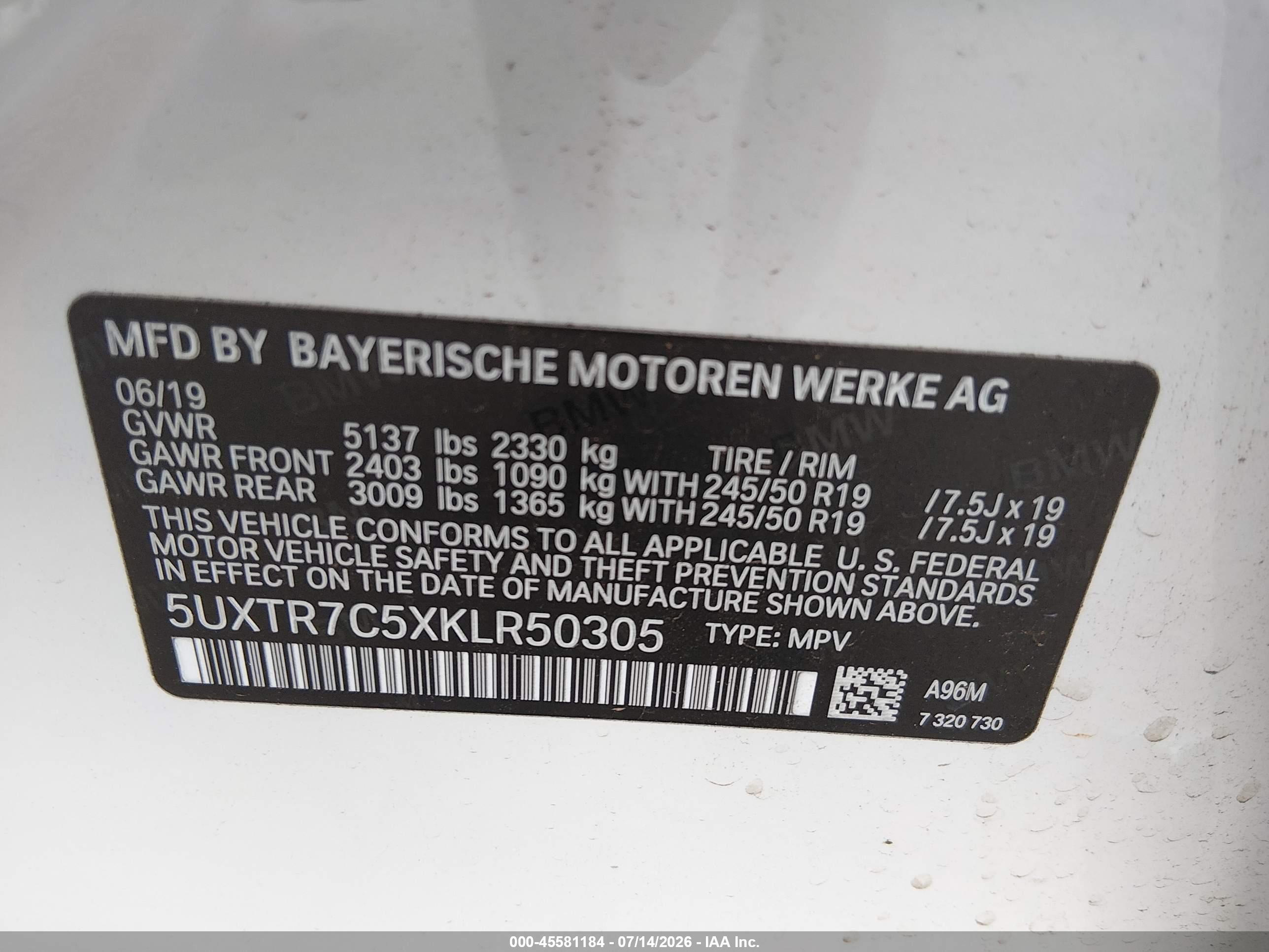2019 BMW X3 SDRIVE30I
