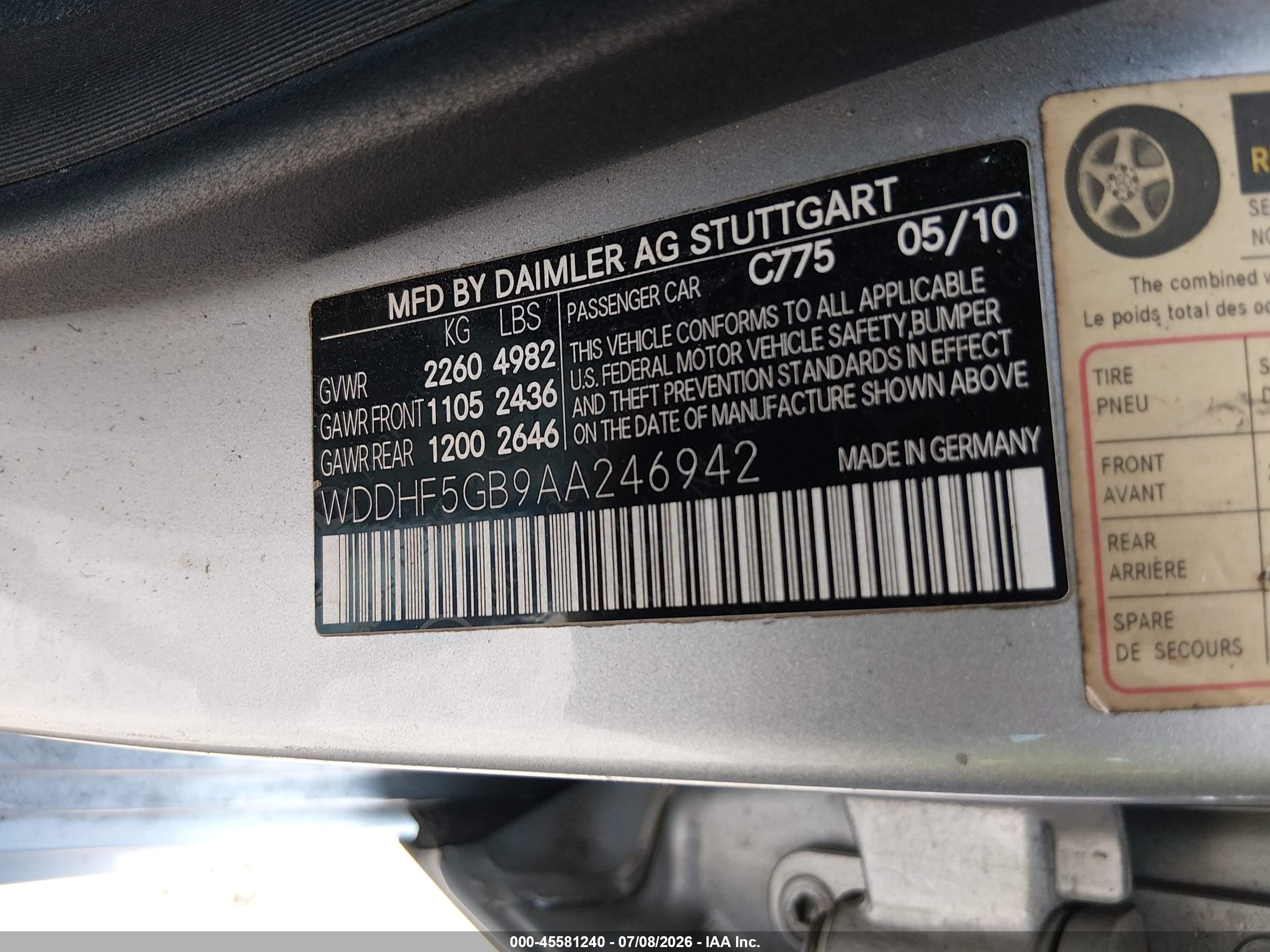 2010 MERCEDES-BENZ E 350 E350
