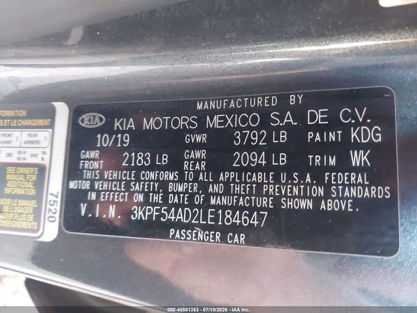 2020 KIA FORTE EX