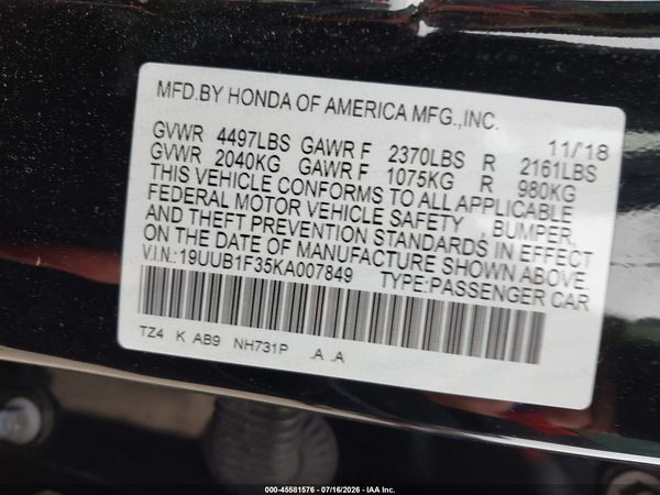 2019 ACURA TLX STANDARD