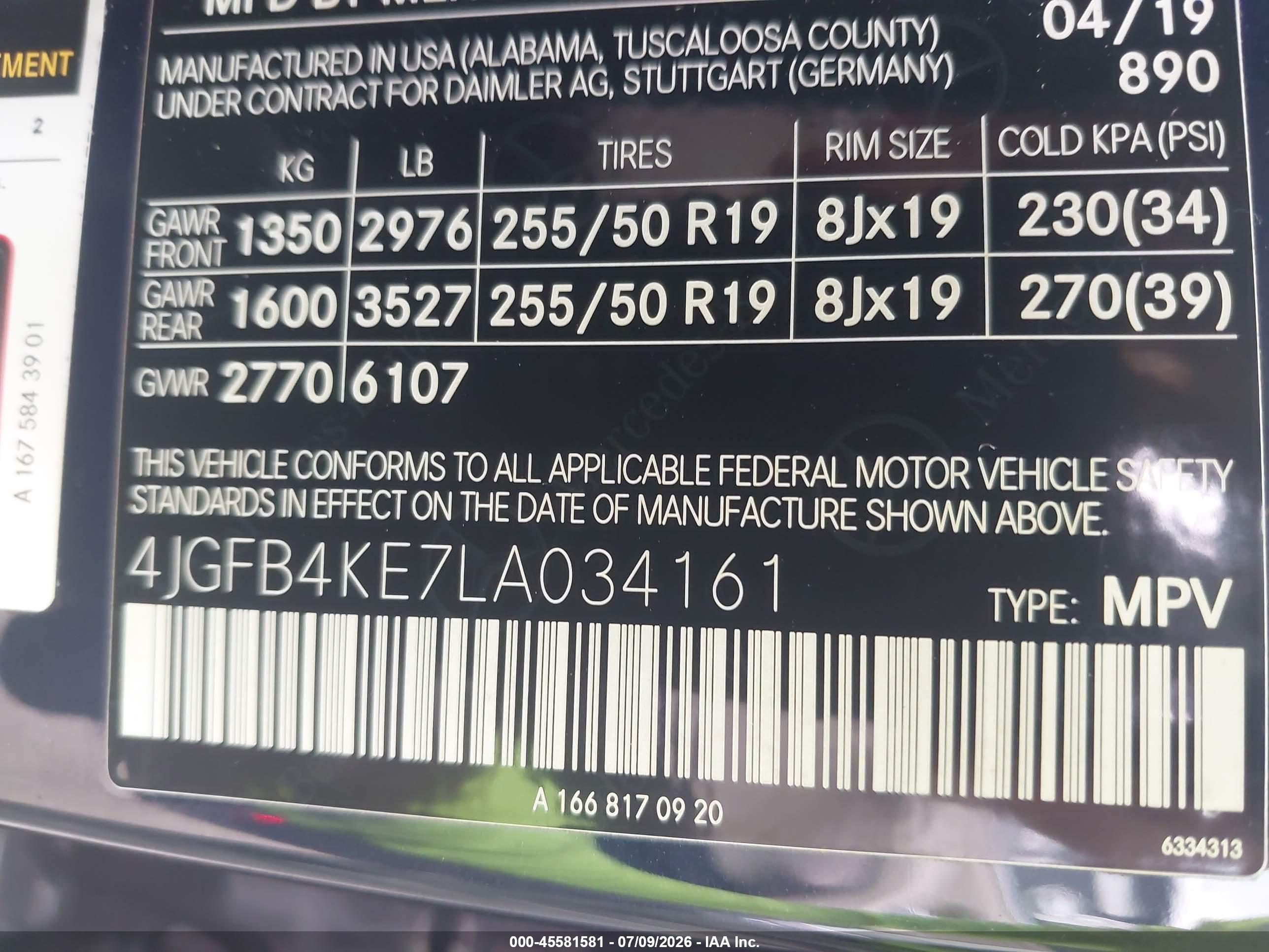 2020 MERCEDES-BENZ GLE 350 4MATIC