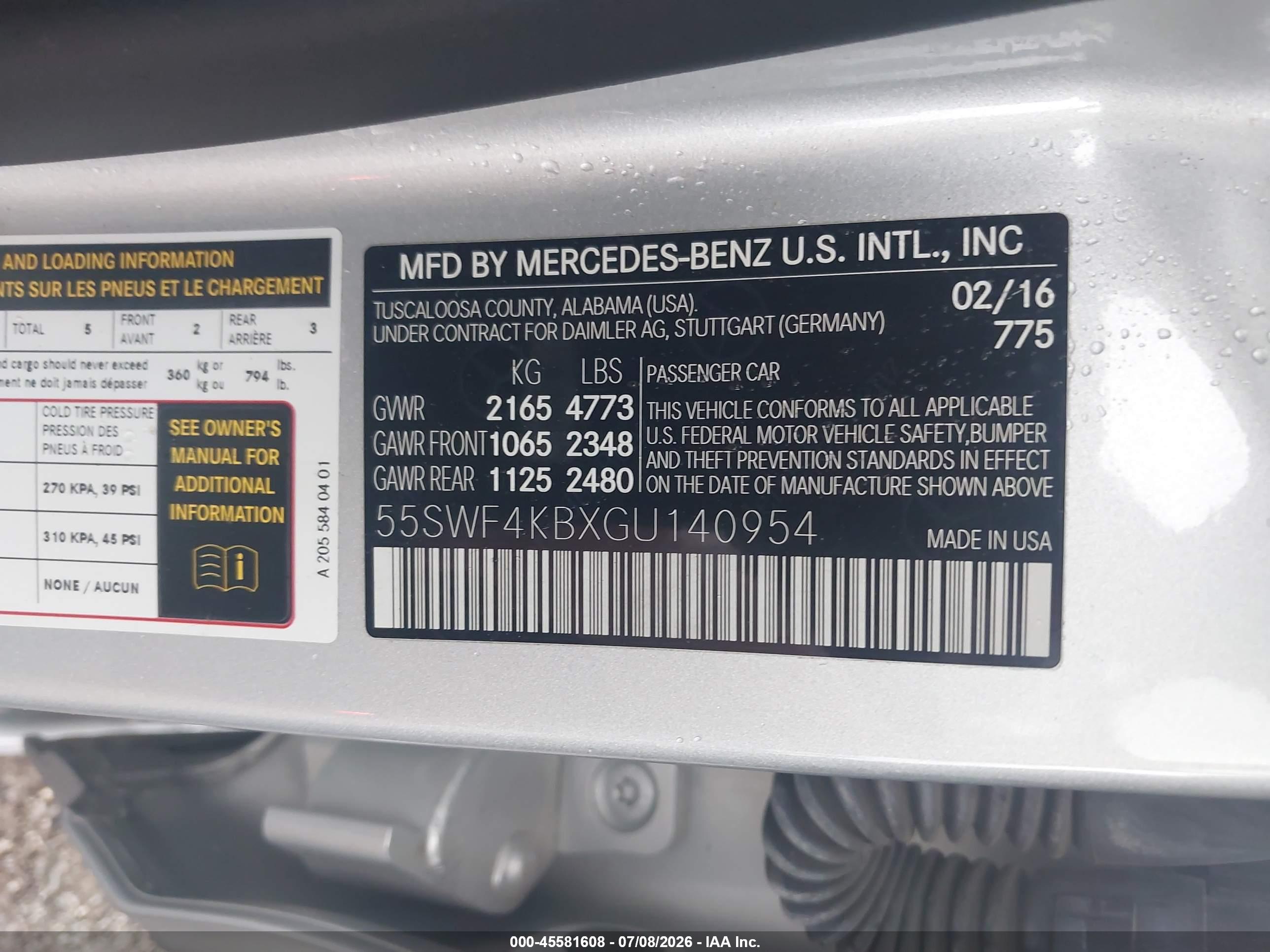 2016 MERCEDES-BENZ C 300 SPORT 4MATIC
