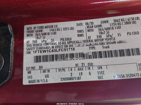 2020 FORD F-150 XLT