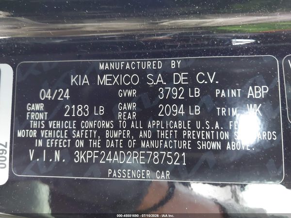 2024 KIA FORTE LX