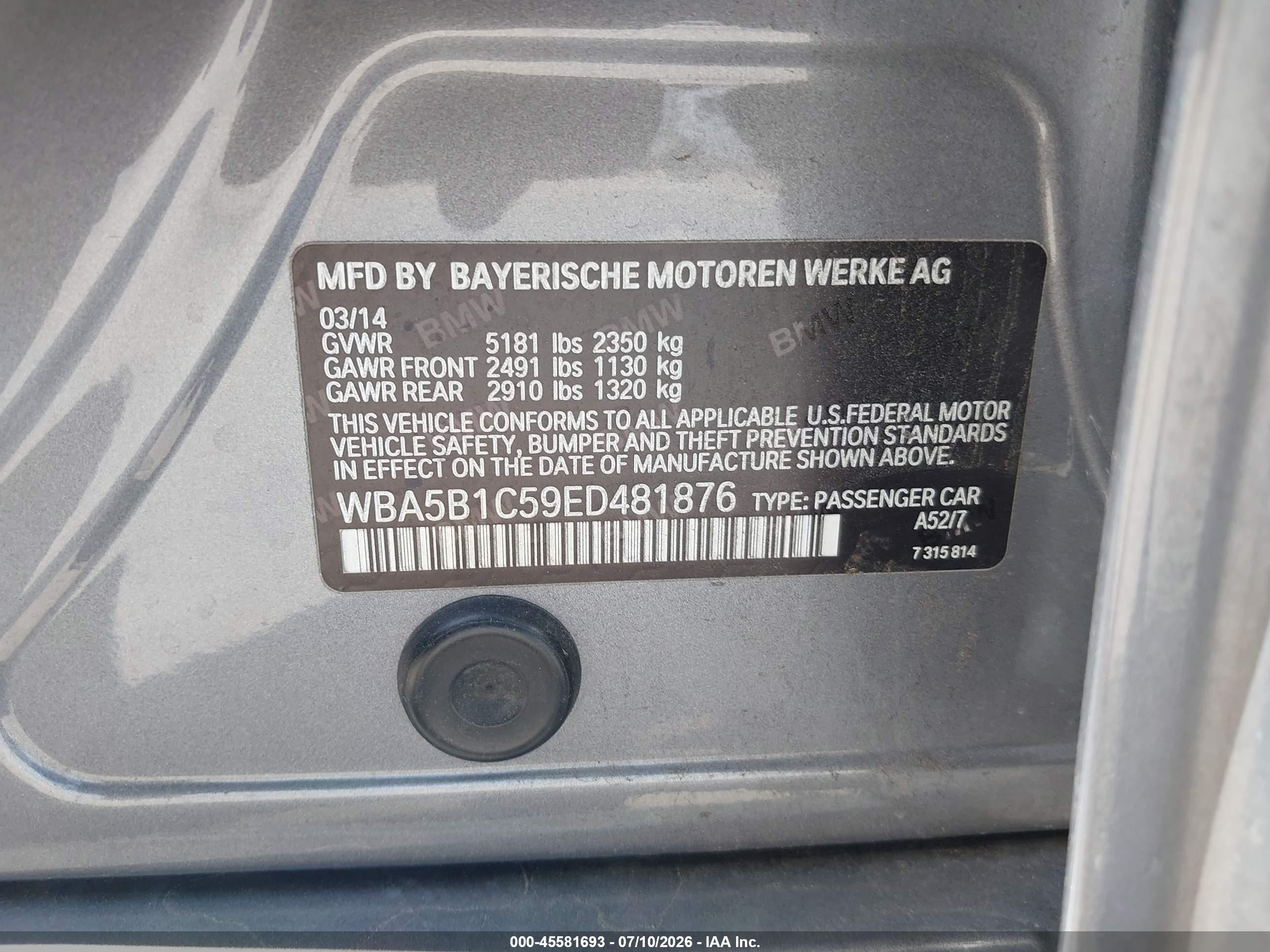 2014 BMW 535I