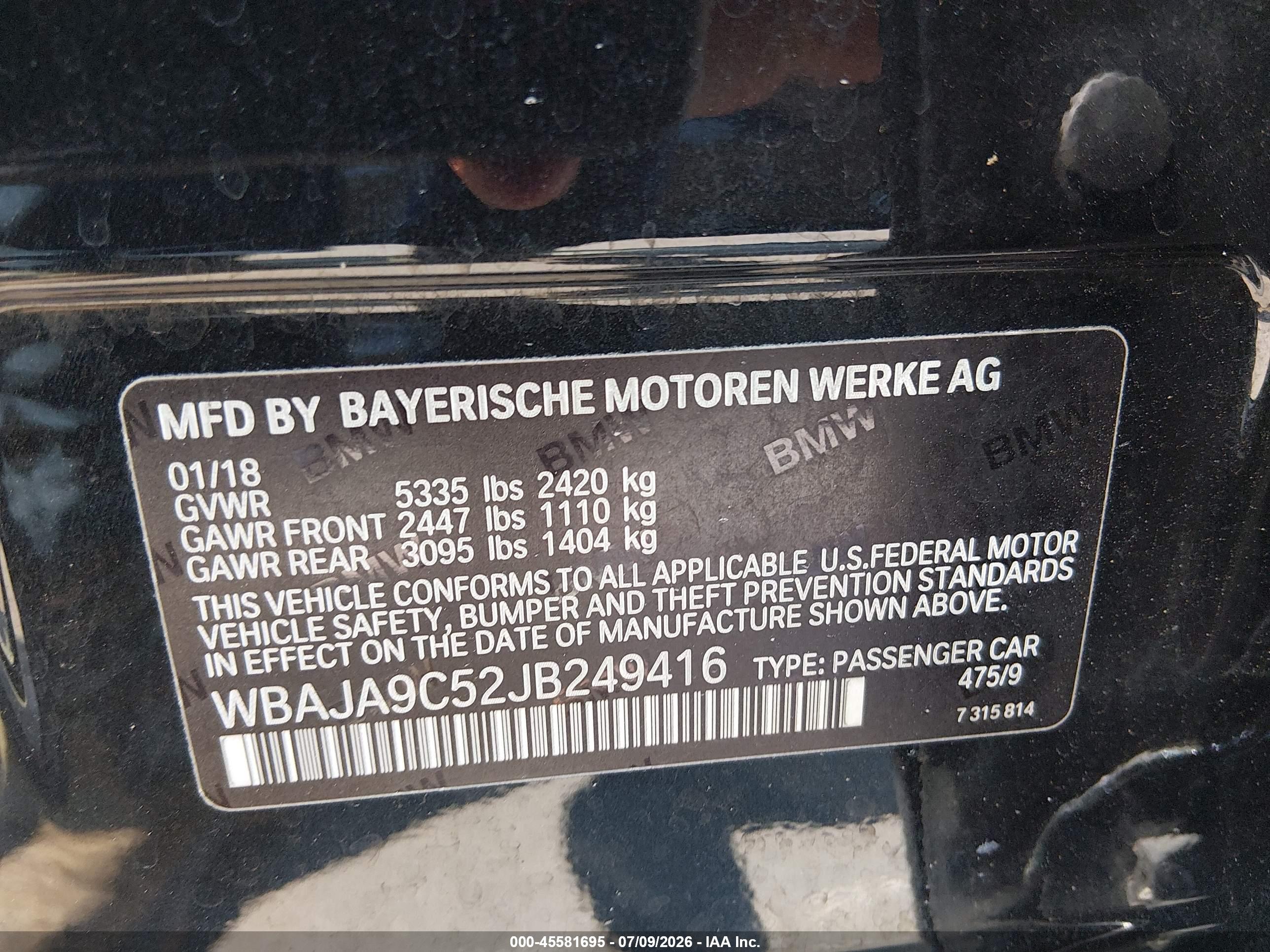 2018 BMW 530E IPERFORMANCE