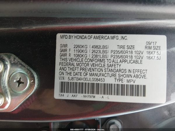 2018 ACURA RDX ACURAWATCH PLUS PACKAGE