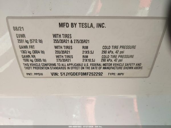 2021 TESLA MODEL Y
