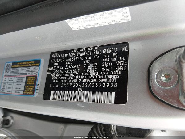 2019 KIA SORENTO 2.4L LX