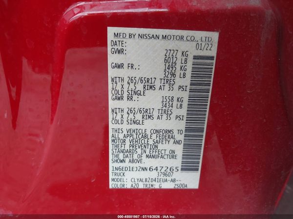 2022 NISSAN FRONTIER SV 4X2