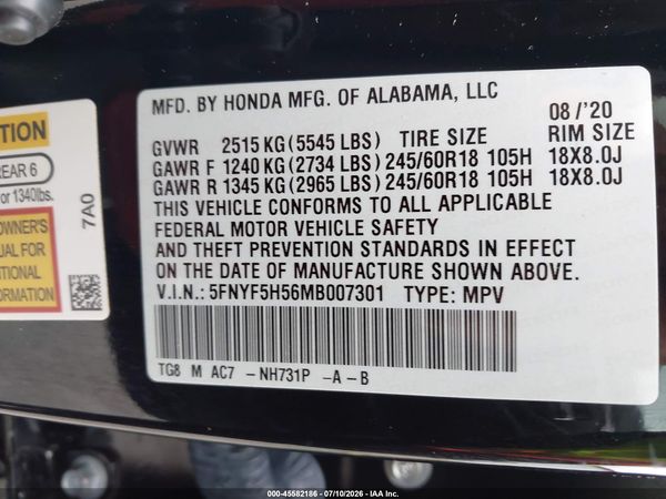 2021 HONDA PILOT 2WD EX-L