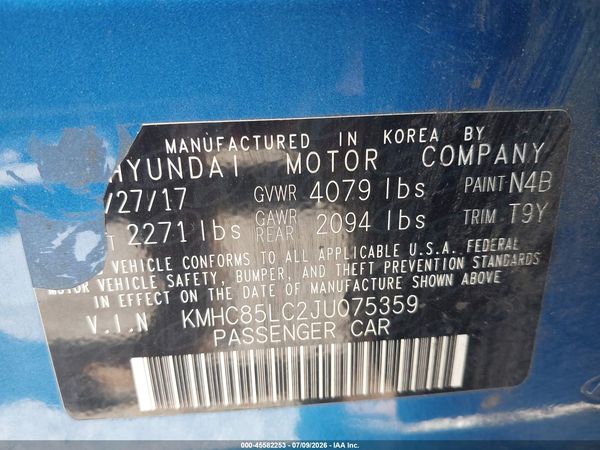 2018 HYUNDAI IONIQ HYBRID LIMITED