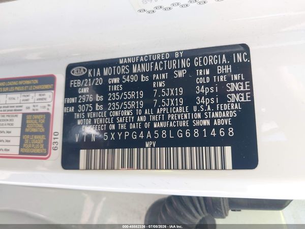 2020 KIA SORENTO 3.3L S