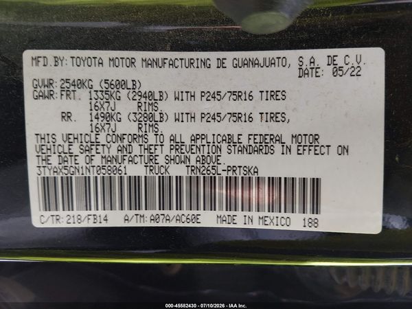 2022 TOYOTA TACOMA SR