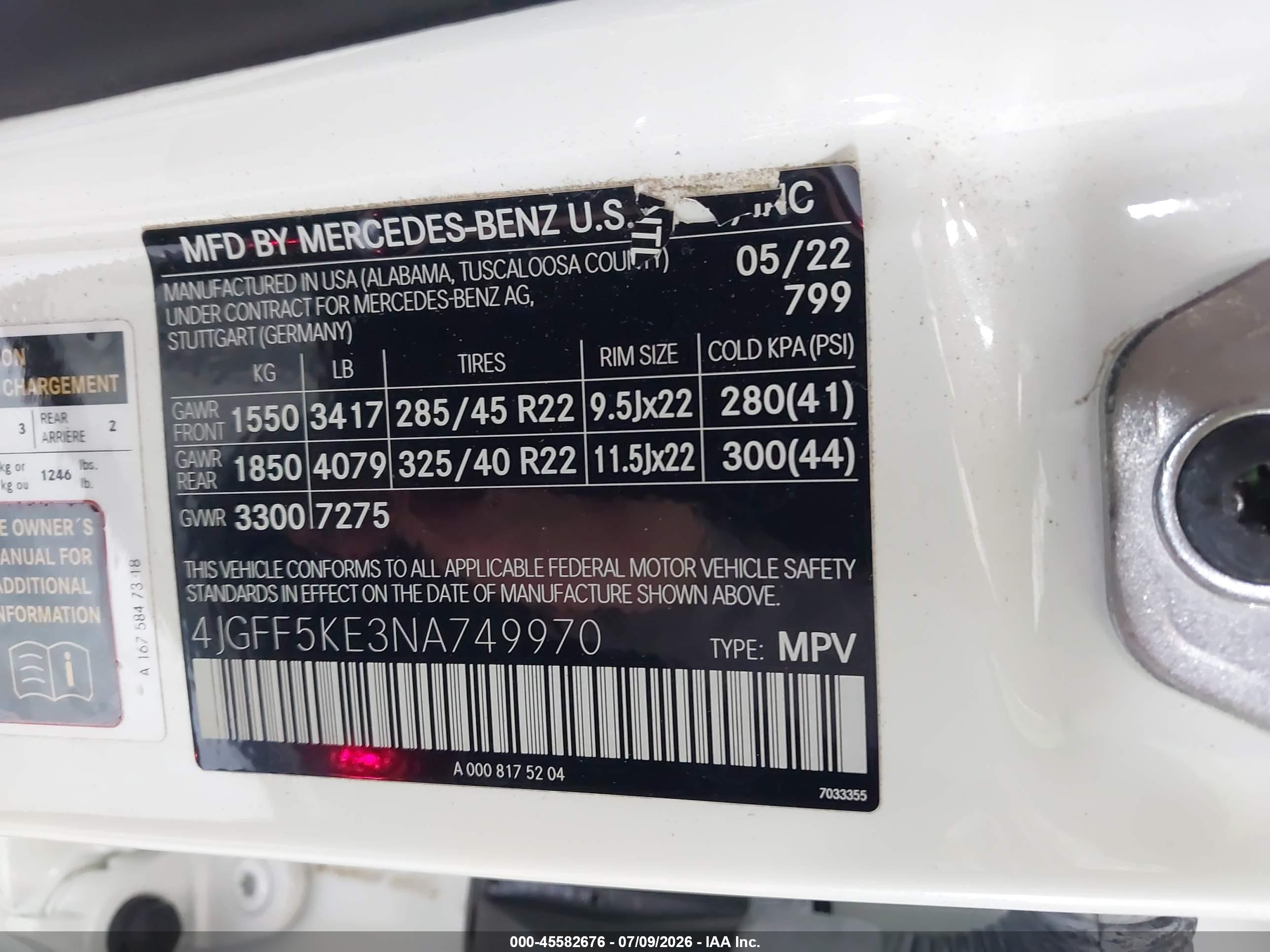 2022 MERCEDES-BENZ GLS 450 GLS450 4MATIC