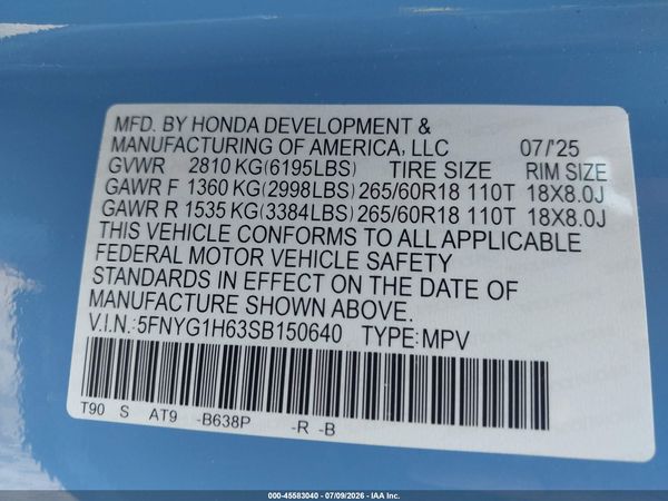 2025 HONDA PILOT TRAILSPORT