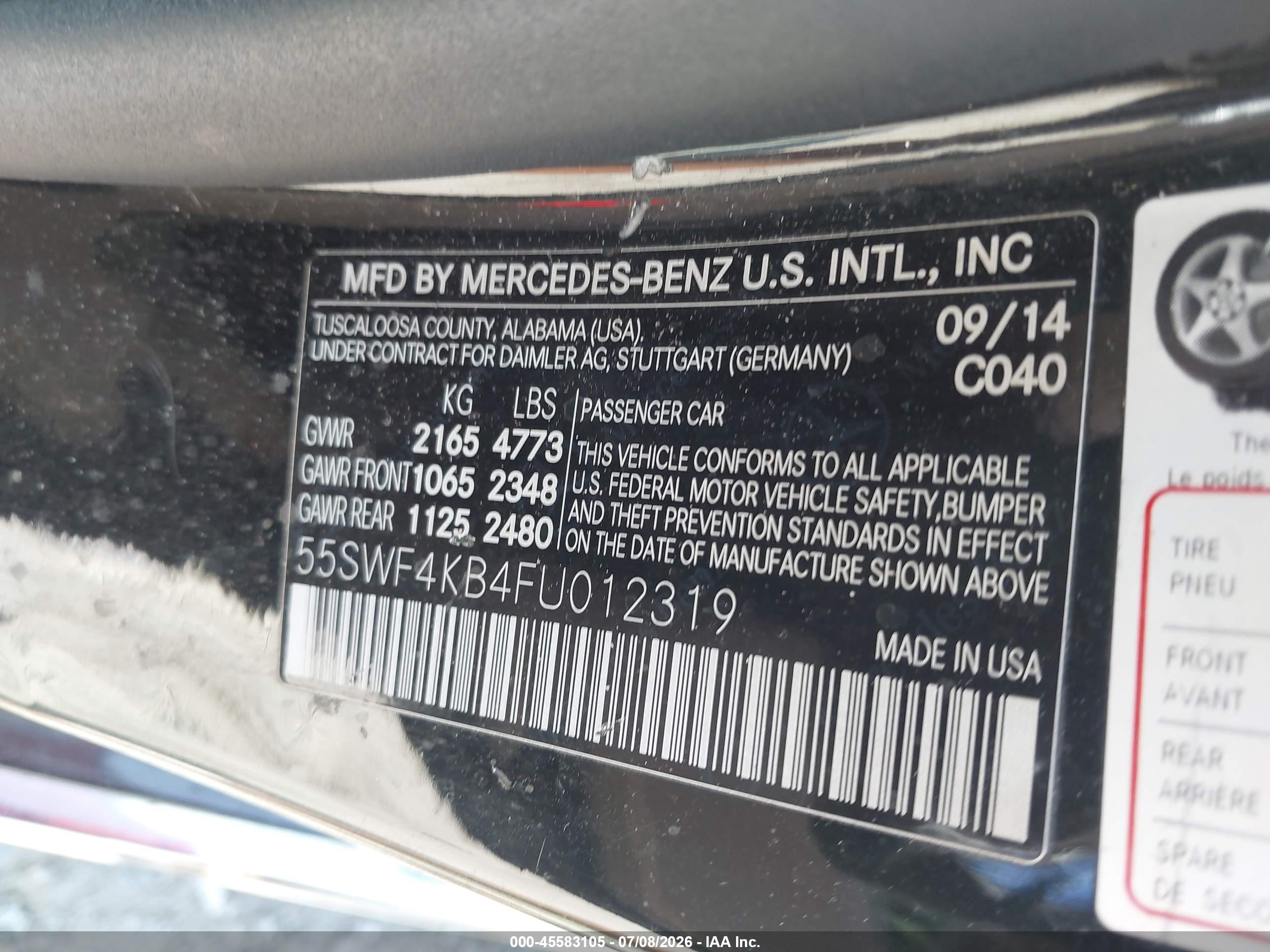 2015 MERCEDES-BENZ C 300 4MATIC