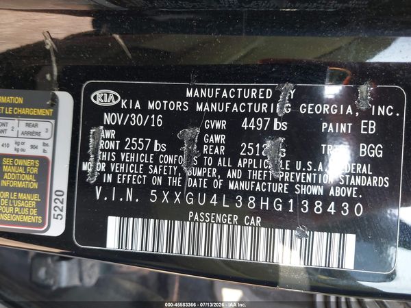 2017 KIA OPTIMA EX