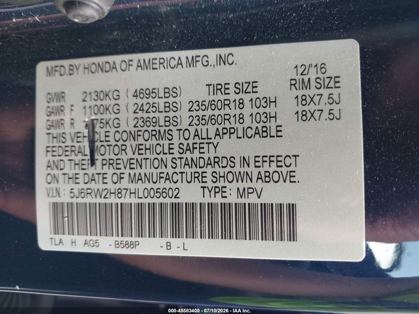 2017 HONDA CR-V EX-L/EX-L NAVI