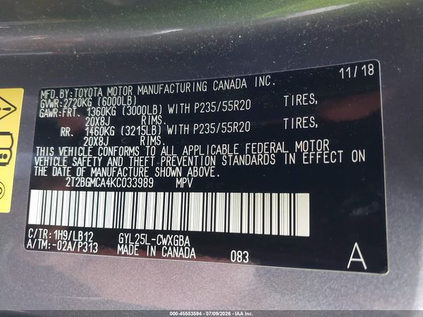 2019 LEXUS RX 450H 450h Standard