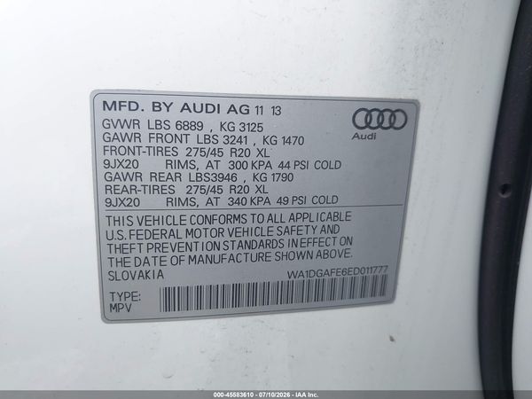 2014 AUDI Q7 3.0T S LINE PRESTIGE