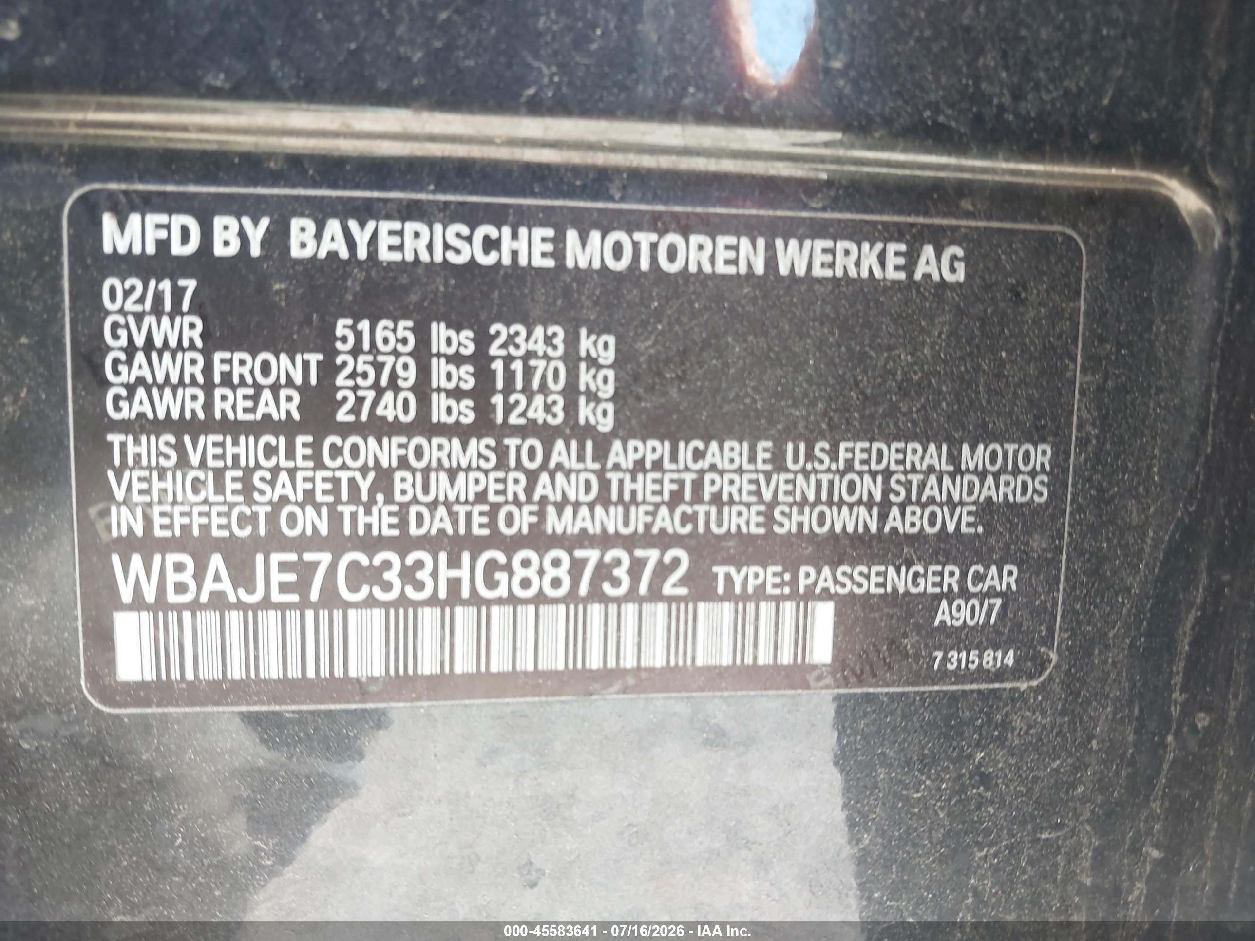 2017 BMW 540I XDRIVE