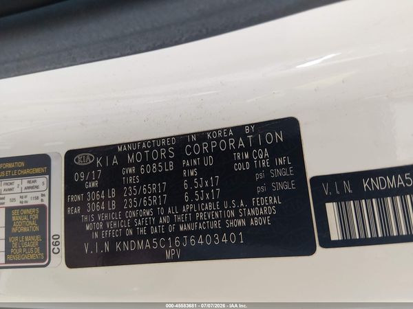 2018 KIA SEDONA L