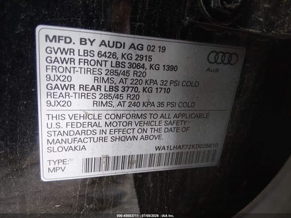 2019 AUDI Q7 45 PREMIUM