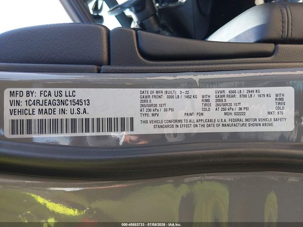 2022 JEEP GRAND CHEROKEE WK LAREDO X 4X2