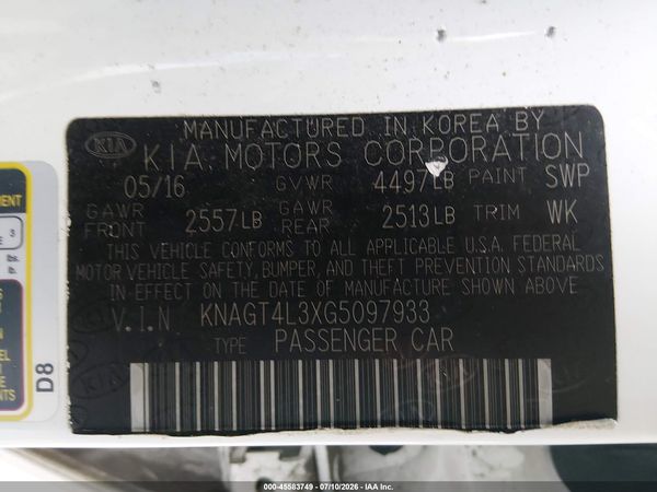 2016 KIA OPTIMA LX