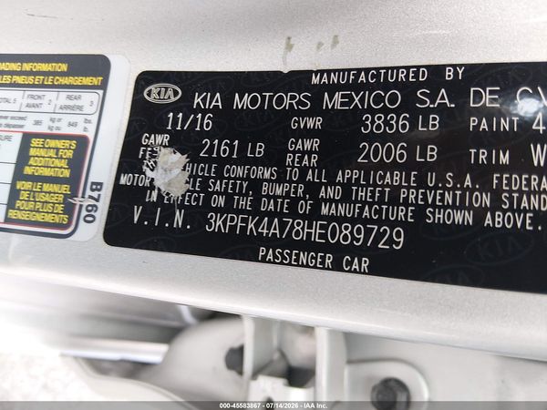 2017 KIA FORTE LX